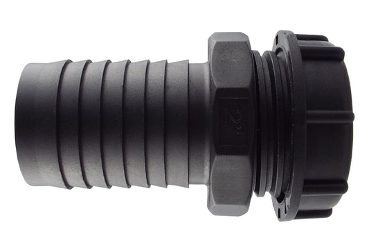 IBC-Deckel 2” S60X6 mit 2” Barb, schwarz, mit Außengewinde