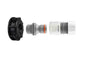 IBC 2-inch S60X6 cap with hose connectors: black end, grey/white fittings, orange seal