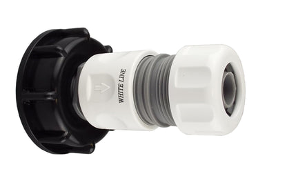 IBC S60X6 hose connector set with black end cap and grey ribbed connector