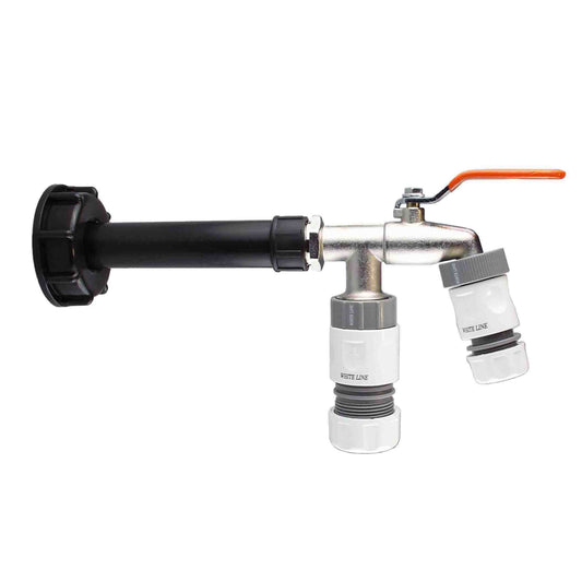IBC 2” S60X6 tap cap with water filter, double tap, dual outlets