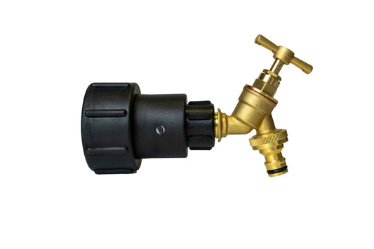 IBC S60X6 to 1/2" BSPF extender adaptor with 1/2" BSP brass quick-connect bib tap