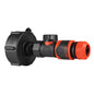 Quick-connect male valve with BSPF thread and hose connector lock, black and red