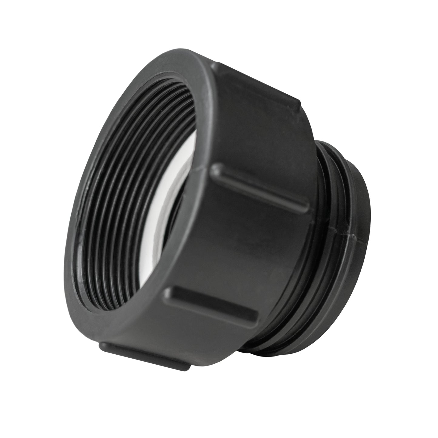 Black adapter cap with 1/2” BSP male thread