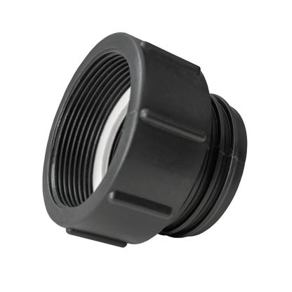 Black adapter cap with 1/2” BSP male thread