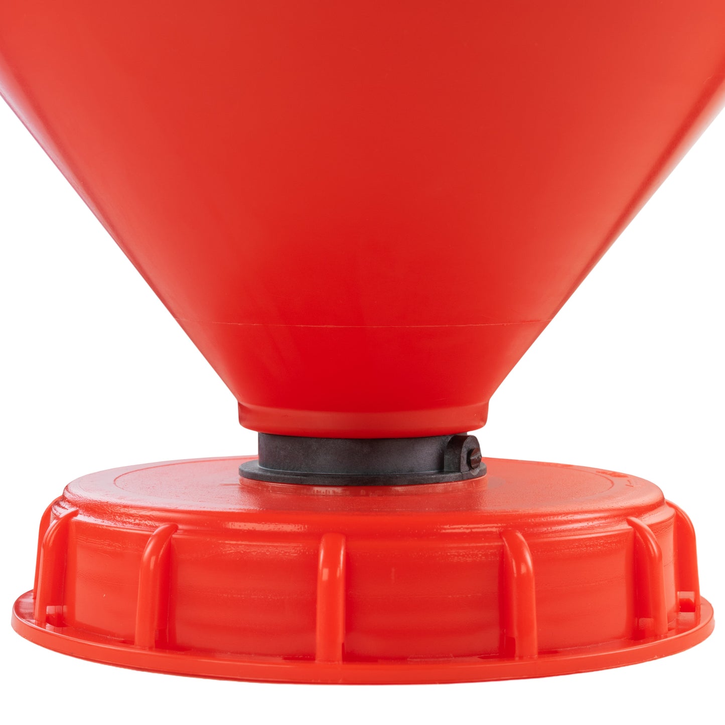 Red 6-inch IBC funnel with lid and black sealing base