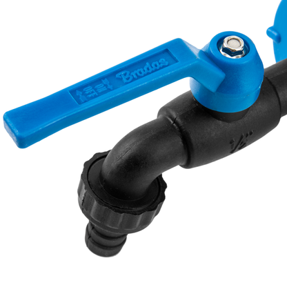 RAVEN tap arm with blue lever and black 1/2" barb elbow joint