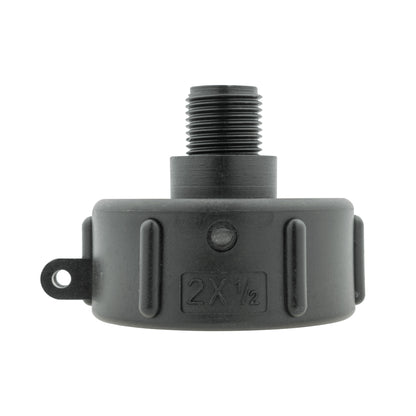 IBC 2" S60x6 cap body with external threads and mounting hole detail