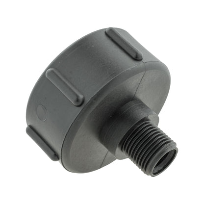 MDPE elbow tee fitting with 2” S60X6 screw thread, dark grey end connector
