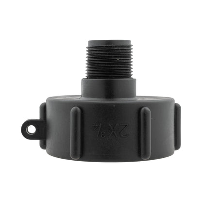 IBC cap with external thread connection and two support tabs, black plastic