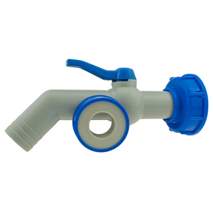 IBC 45° outlet kit 32mm: removable blue ring over circular outlet opening