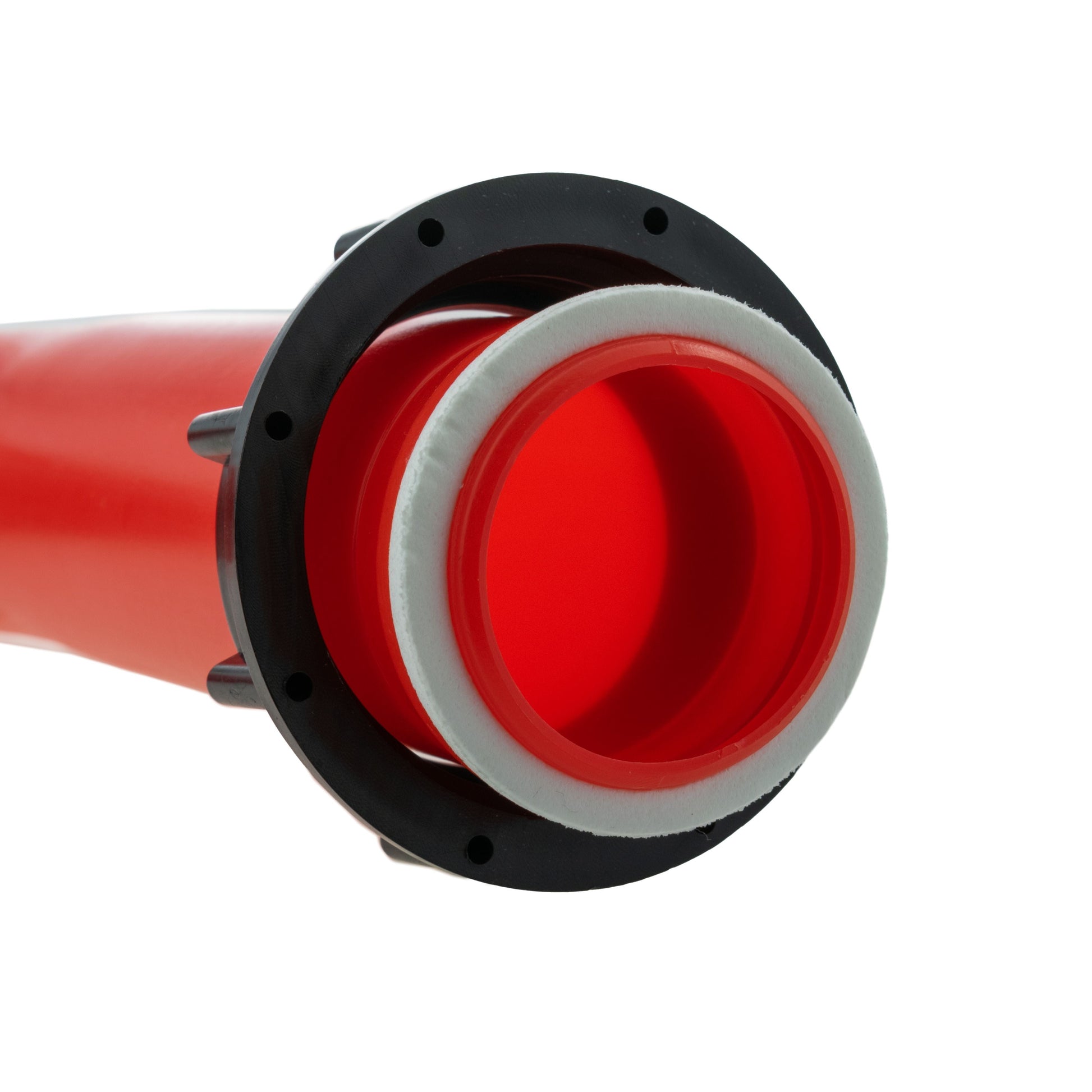 Red IBC angle 2 in S60X6 thread end with gasket and round mounting flange