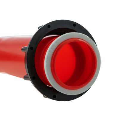 Red IBC angle 2 in S60X6 thread end with gasket and round mounting flange