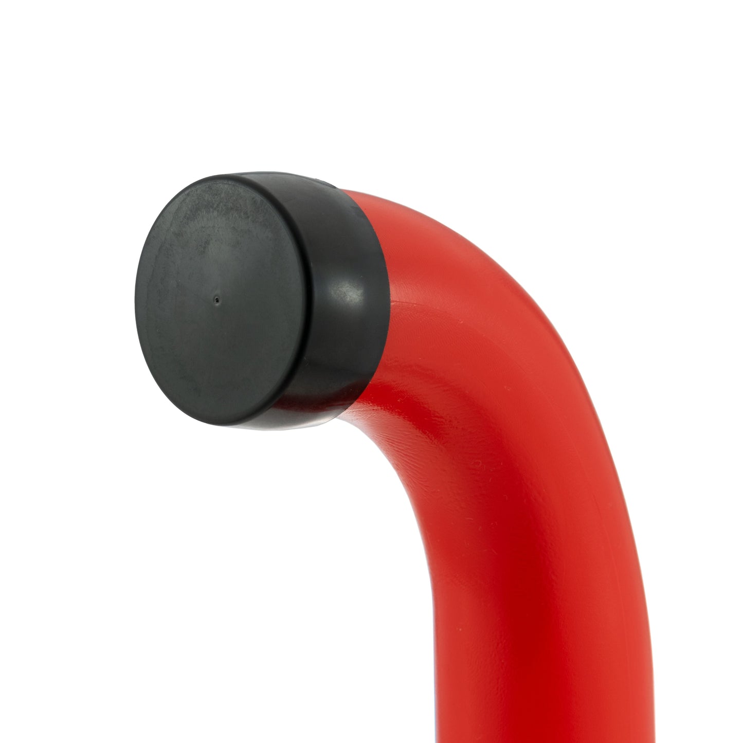 Red IBC elbow angle with black end cap and curved tube section
