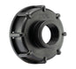 IBC Tank end cap with built-in 3/4" BSPF thread, marked 2x3/4, black plastic