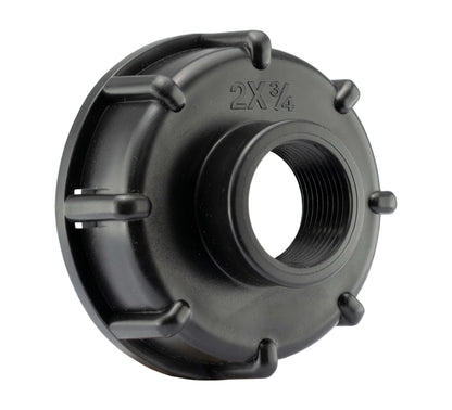 IBC 2” S60X6 cap with lever valve, black threaded inlet