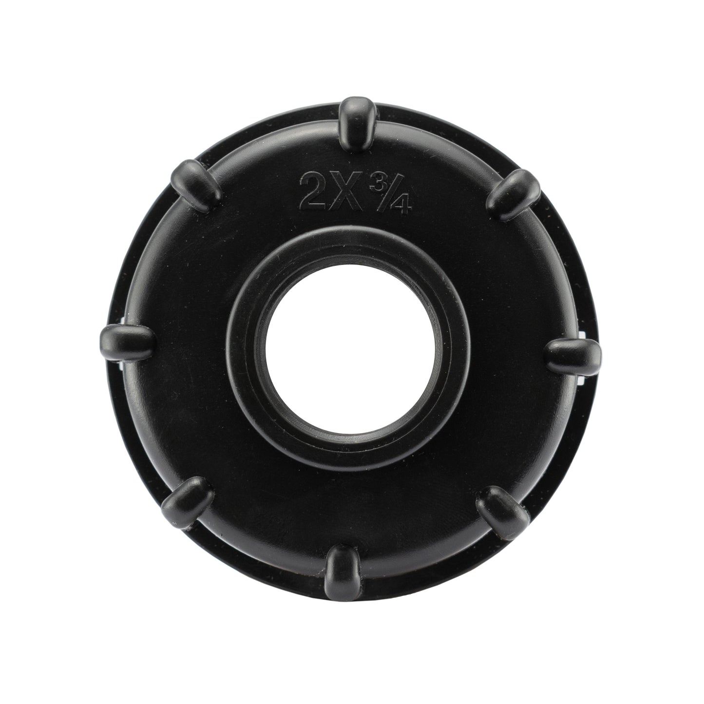 IBC cap underside with 2x3/4 markings and central opening