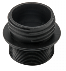 S60x6 male to 2" BSP male tank adapter, black plastic threaded fitting
