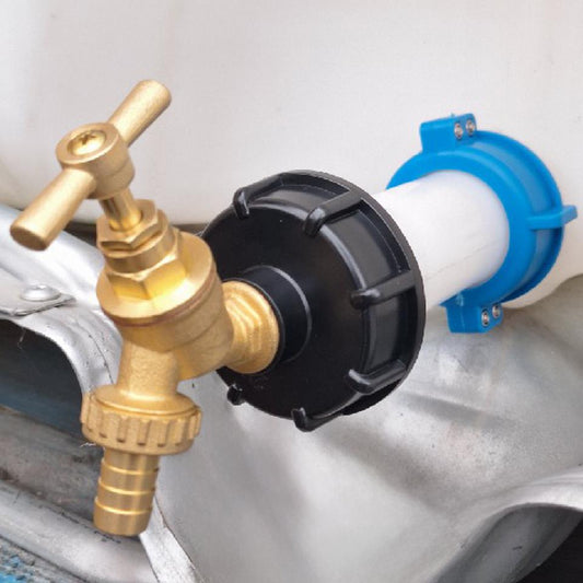 Brass IBC swivel tap extender with S60x6 cap and 1/2" barb outlet connector