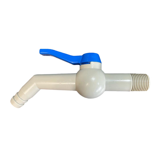 PP 45° tap, blue lever handle, 1/2" BSPM inlet, 170mm