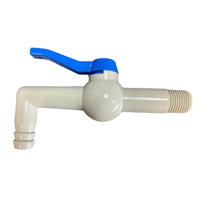 PP 90° tap with blue lever, 1/2" BSPM inlet thread, 150mm