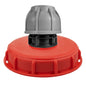 IBC 6-inch cap kit with 50mm straight outlet, red base and gray/black top