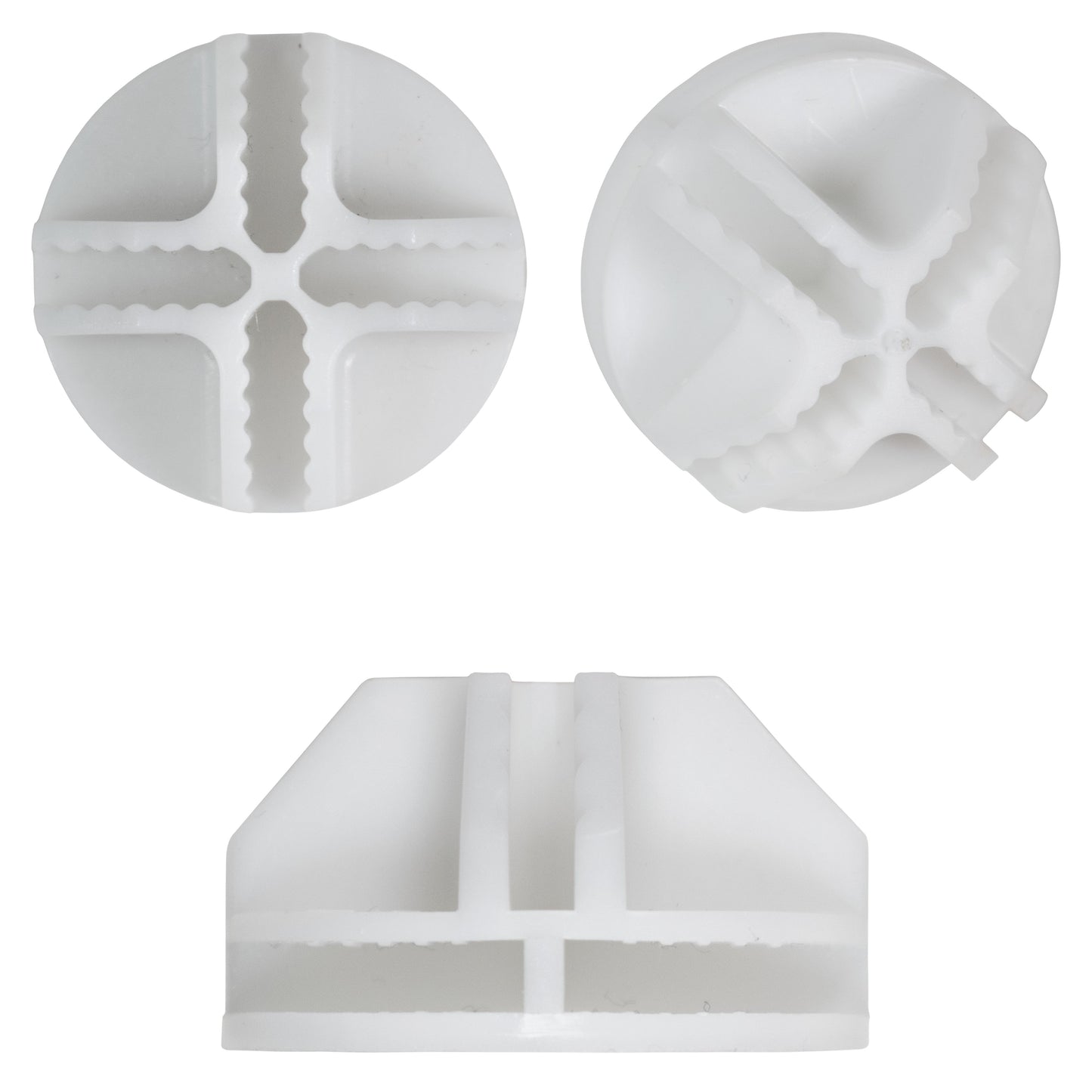 White half-snap ball insert with cross-shaped slots