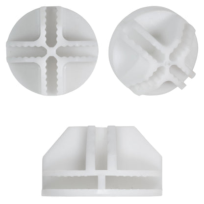 White half-snap ball insert with cross-shaped slots