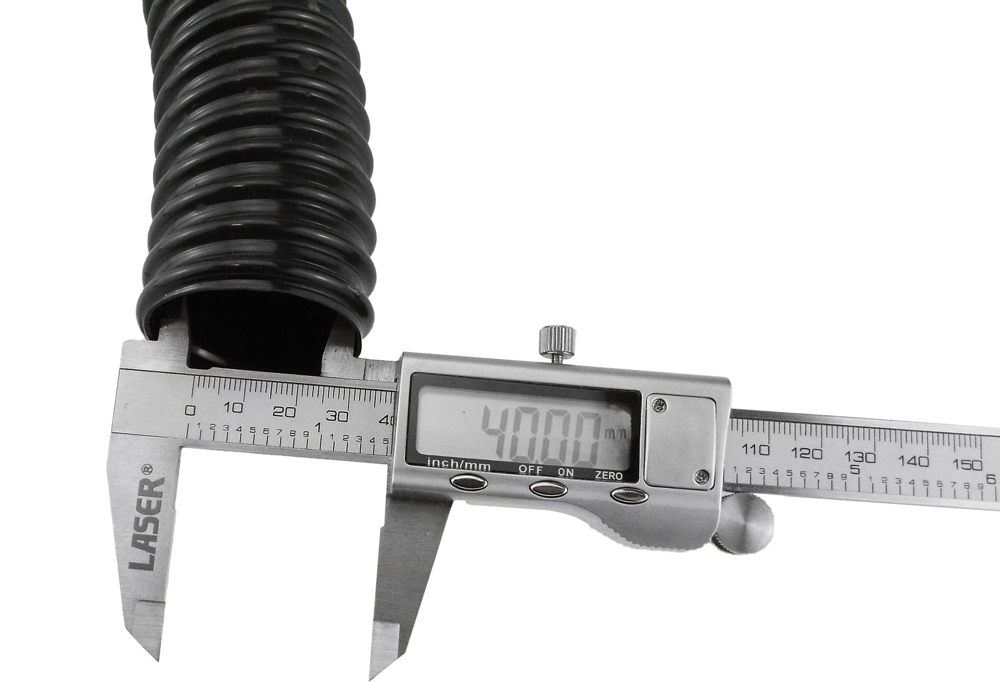 1.5" corrugated pipe near caliper, shows about 40mm diameter