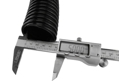 Corrugated pipe end with 2 in (50 mm) measurement gauge calipers
