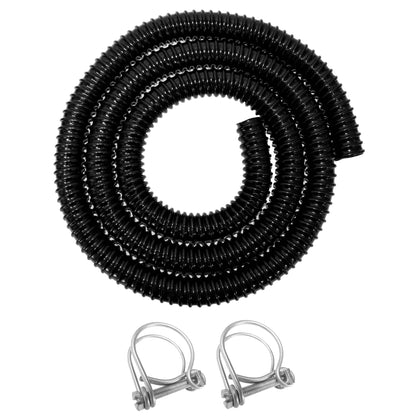 1.5" (40mm) corrugated pipe, black coil with 2 double wire clips