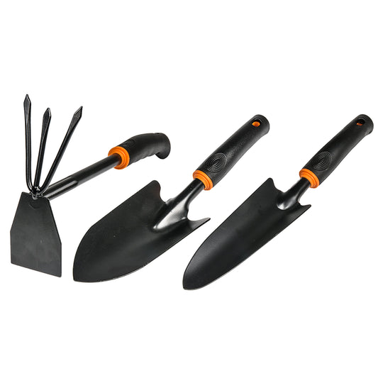 Garden tool set: narrow and wide spades with orange-ring black handles