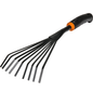 9-Zinken Gartenrechen „DE LUXE“ mit schwarzem Griff und orangefarbenem Ring