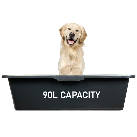 90L dog bath with tap, black tub