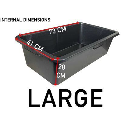 Mixing Tub 90L, internal dimensions shown: 73 cm x 41 cm x 28 cm
