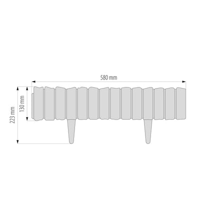 Gray plastic lawn edging panel length 580mm, height 223mm, stake 130mm