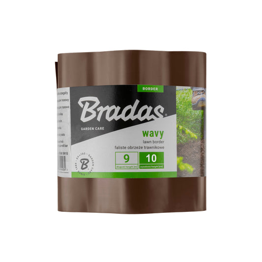 Wavy plastic lawn edging, brown roll, H 10 cm, L 9 m