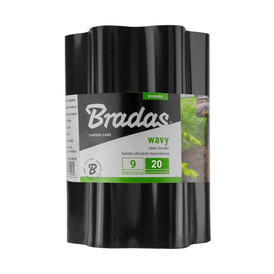 Black wavy plastic lawn edging roll, H20cm, L9m