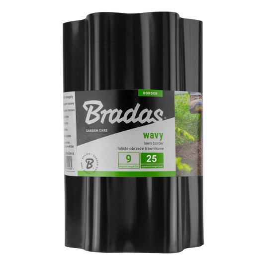 Black wavy plastic garden lawn edging roll, H25 cm, L9 m