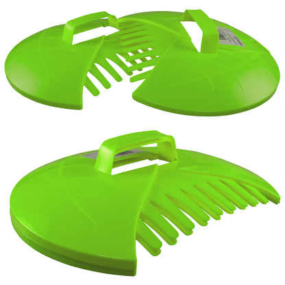 Green leaf grab scoop, vented rake-slot design with two scoop sections