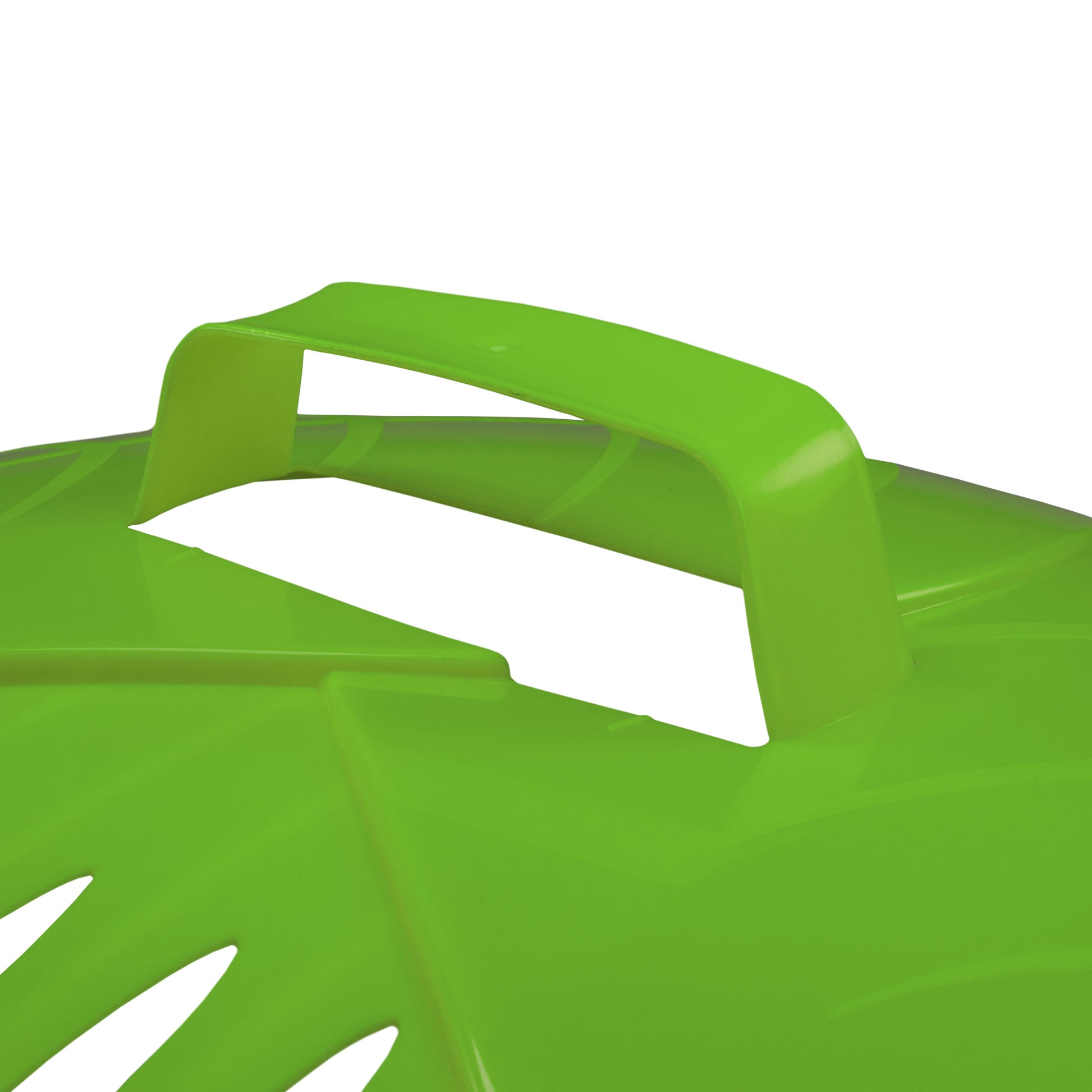 Green leaf grab scoop, close-up of top handle for lifting