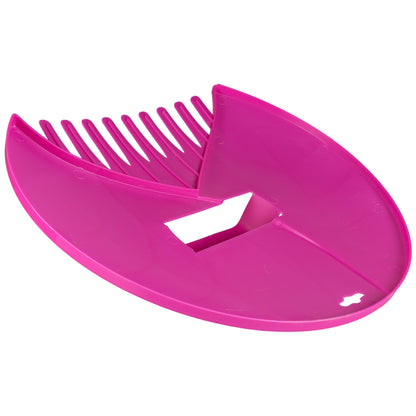 Pink leaf grab garden cleaning scoop with raked teeth and front scoop notch