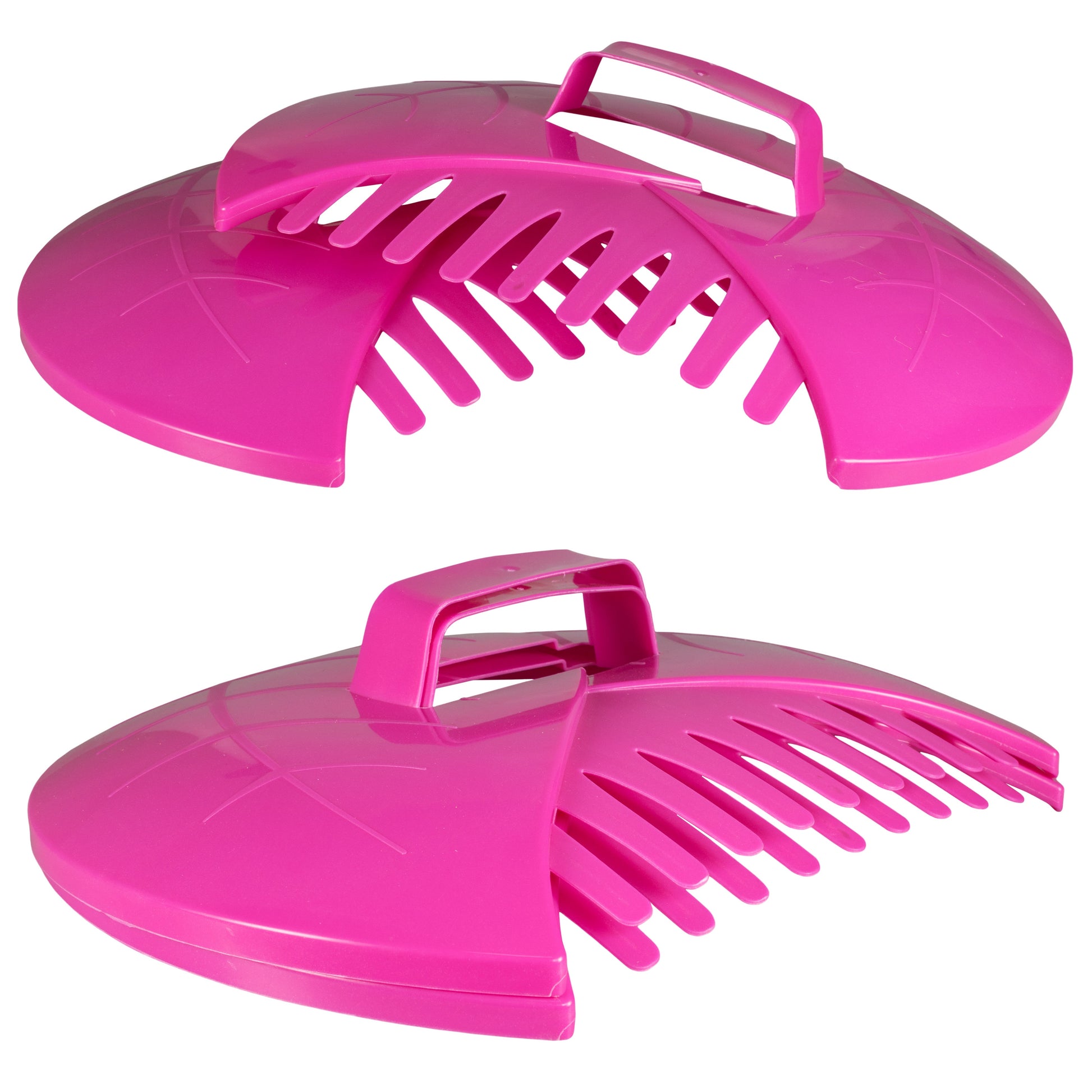 Pink leaf grab garden cleaning scoop with front rake teeth and carrying handle