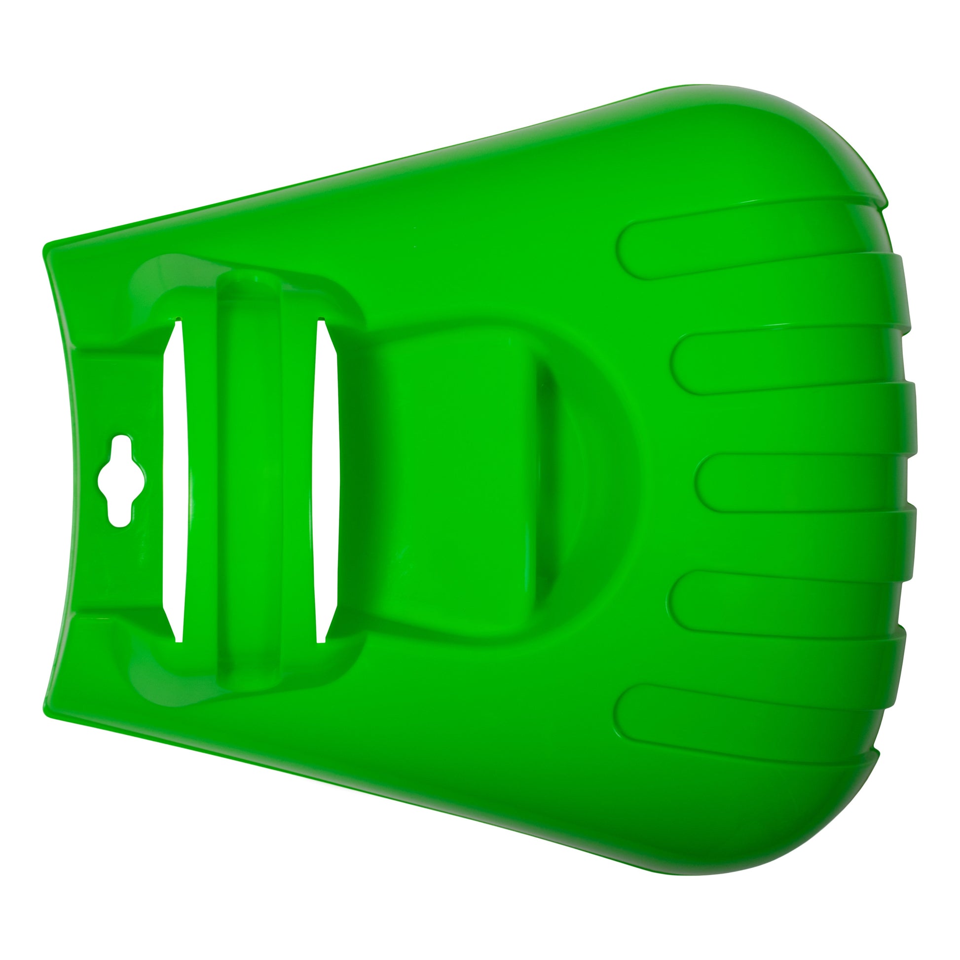 Green leaf scoop blade with raised ridges and two finger/thumb grip cutouts