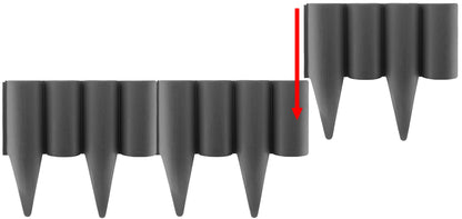 2.5m box lawn edging, gray wood-effect plastic palisade with pointed tips