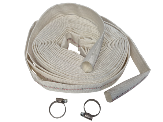 Lay Flat SET A: weißes Flachgewebe-Set mit Schnallen und Schlaufen, gerollt