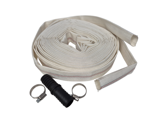 Lay Flat SET B: off-white flat hose with black connectors and end clamps