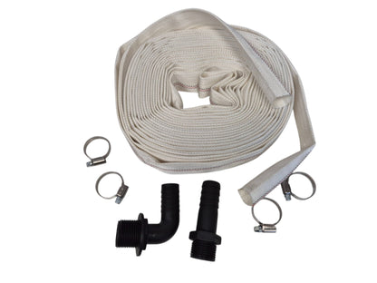 Lay Flat SET F lay-flat hose set with coiled strap and black fittings