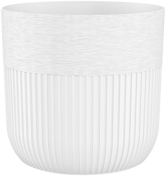 Luca pot 190 mm, white ridged planter without hole, front view