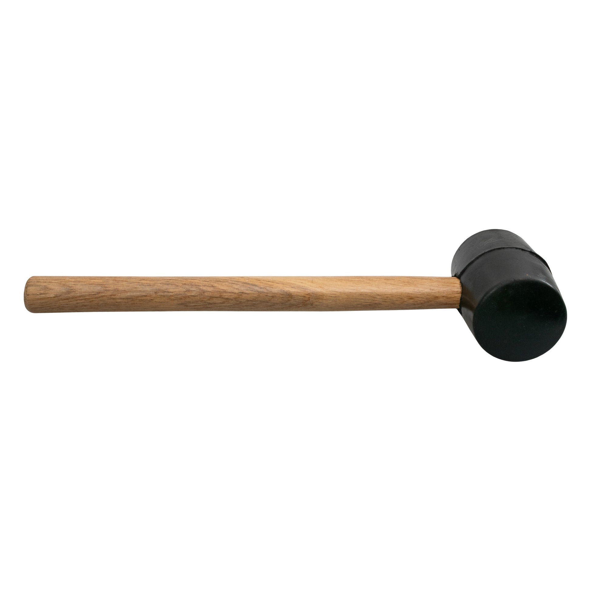 Black rubber-head mallet with light wooden handle