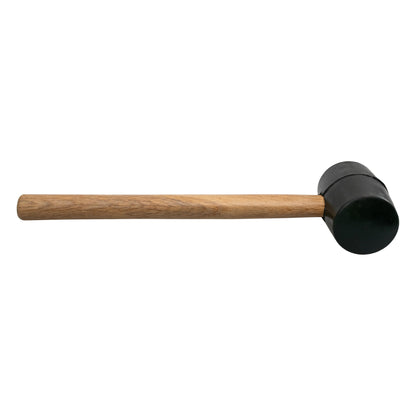 Black rubber-head mallet with light wooden handle